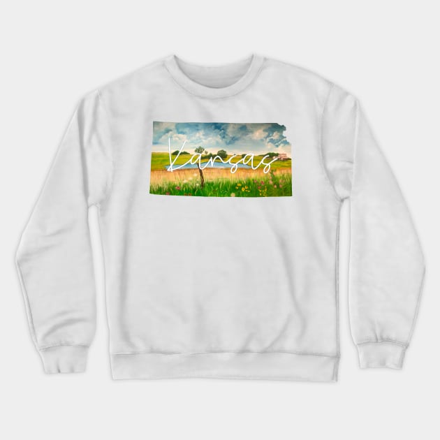 Kansas Landscape Crewneck Sweatshirt by KatieMorrisArt